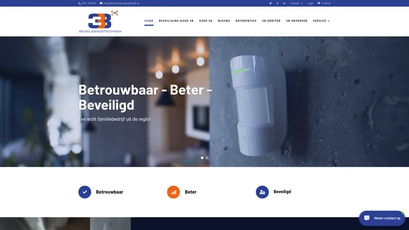 Website van 3b beveiligingstechniek