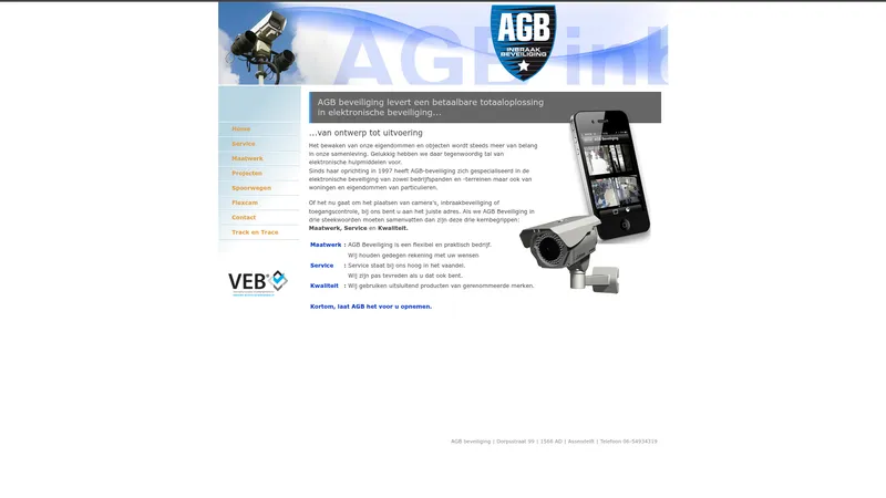 Website van AGB Inbraakbeveiliging
