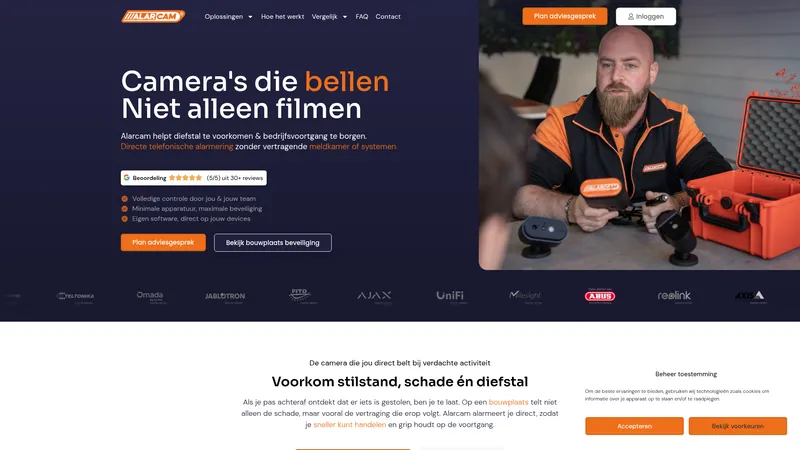 Website van Alarcam Nederland BV