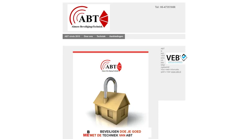 Website van Almere BeveiligingsTechniek