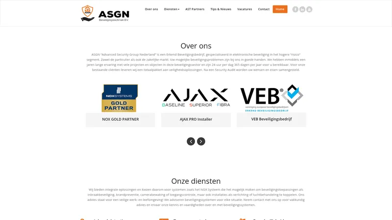 Website van ASGN Beveiligingstechniek b.v.