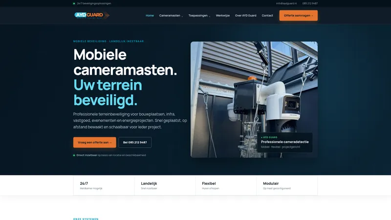 Website van AYD GUARD - Mobiele Cameramasten