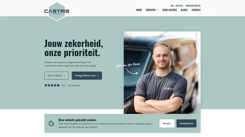 Website van Castris Beveiliging