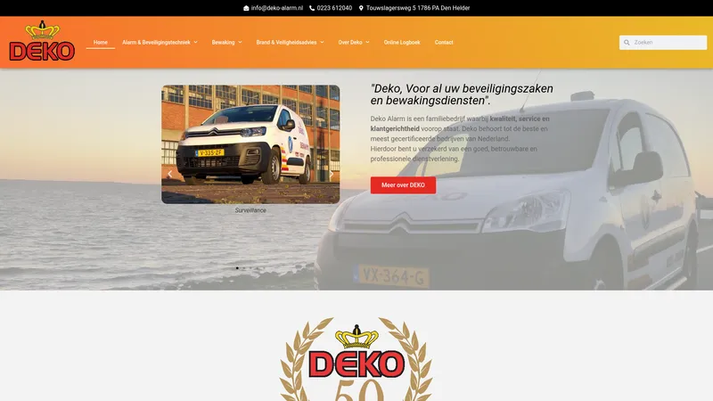 Website van DEKO Alarm & Beveiligingstechniek BV - Bewaking BV