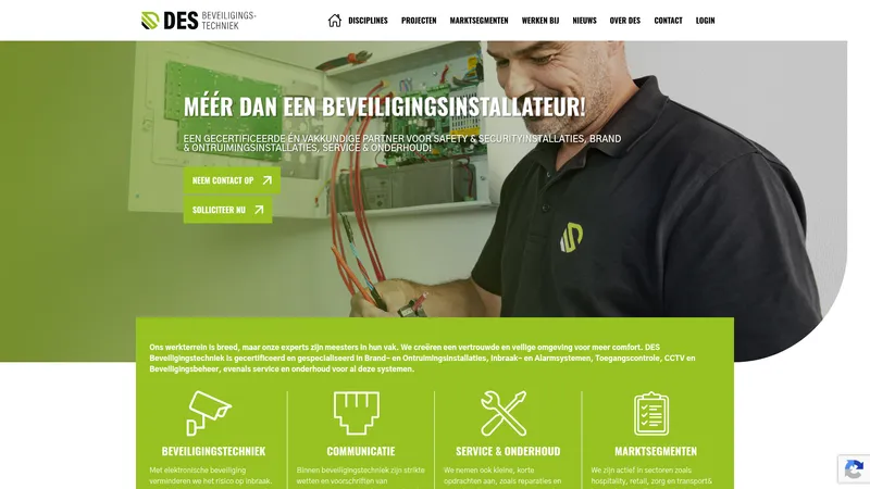 Website van DES beveiligingstechniek BV