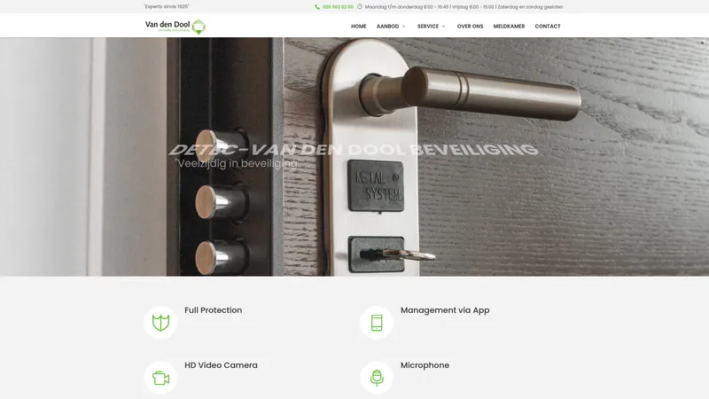 Website van Detec-van den Dool Beveiligingstechniek