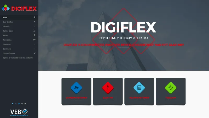 Website van DIGIFLEX B.V. beveiliging - telecom - elektro