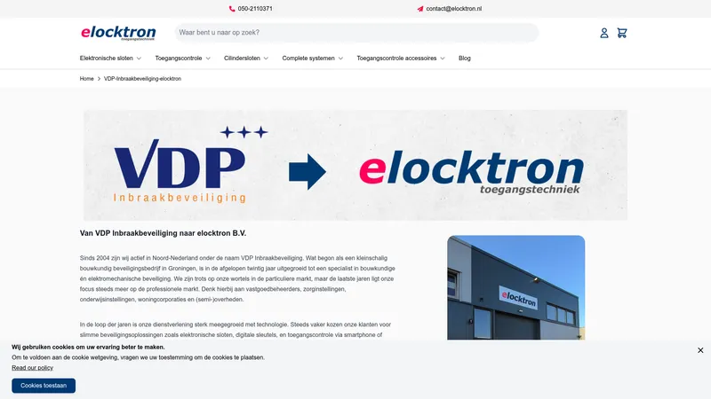 Website van Elocktron - VDP | Toegangscontrole | Elektronische sloten
