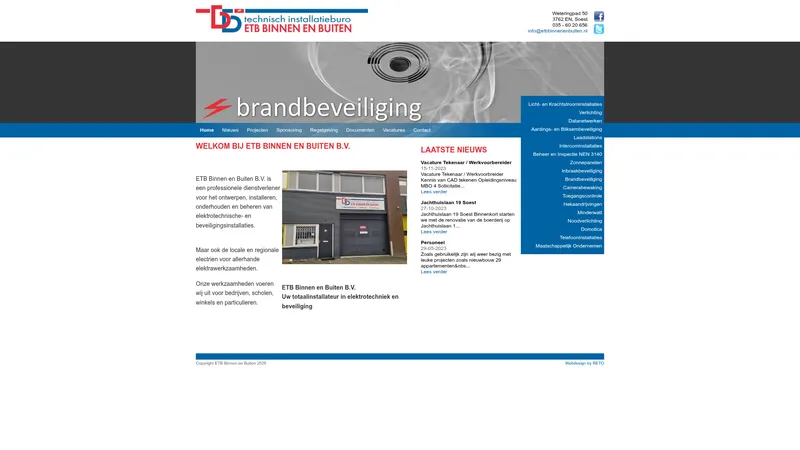 Website van ETB Binnen en Buiten