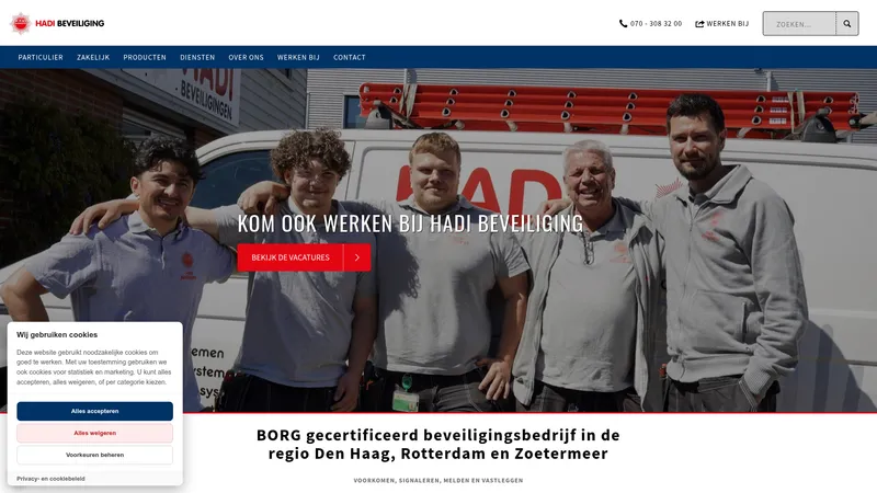 Website van HADI Beveiliging BV