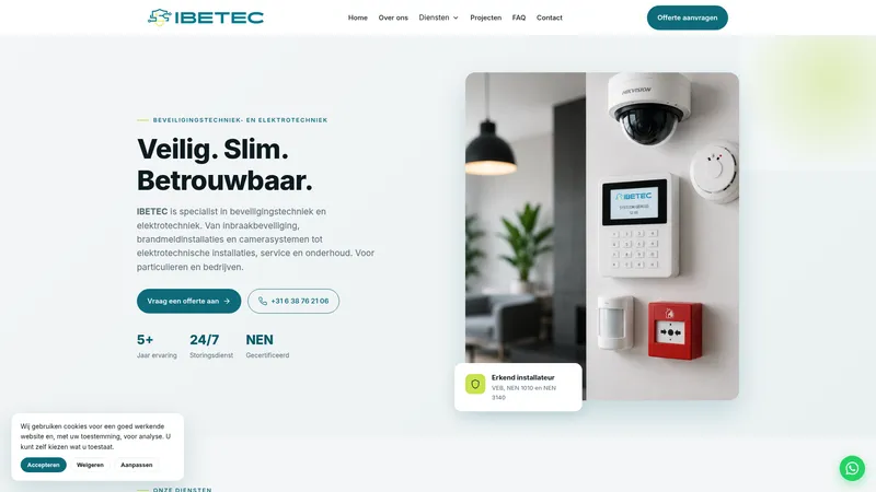 Website van IBETEC | Elektrotechniek & Beveiligingstechniek