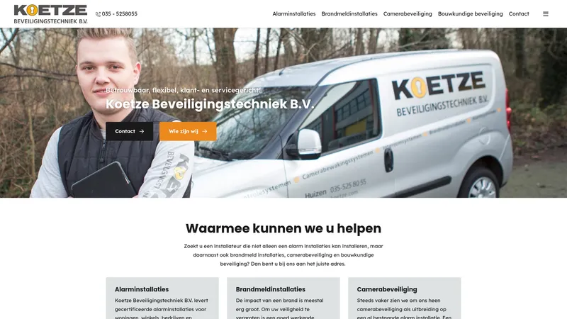 Website van Koetze Beveiligingstechniek