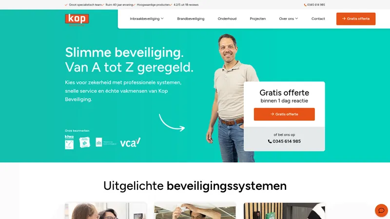 Website van Kop Beveiliging BV