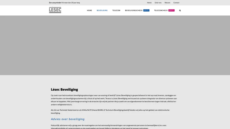 Website van Lesec Beveiliging B.V.