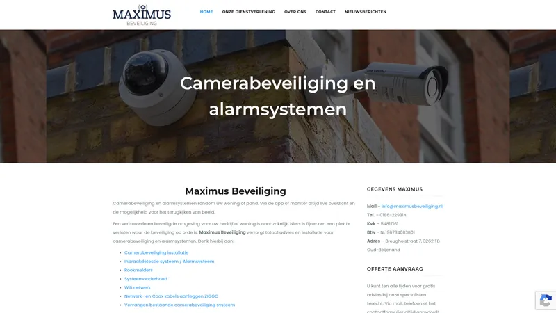 Website van Maximus Beveiliging
