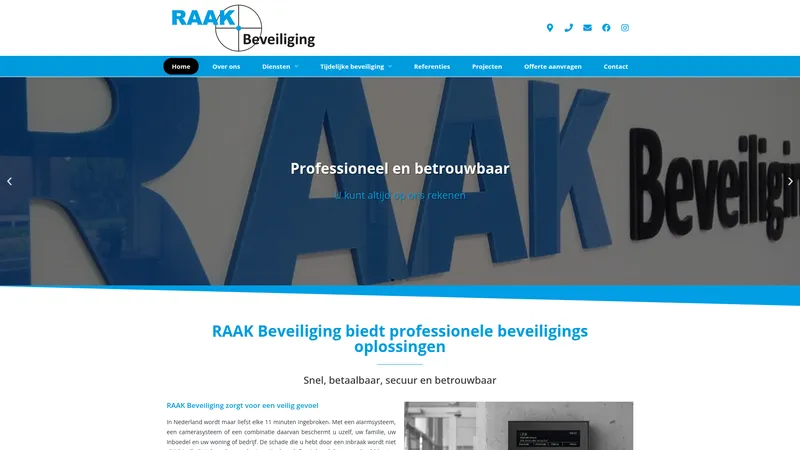 Website van RAAK Beveiliging
