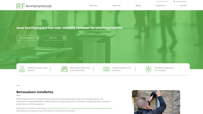 Website van RF Beveiligingstechniek