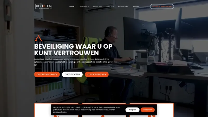 Website van Rodateq Beveiligingstechniek