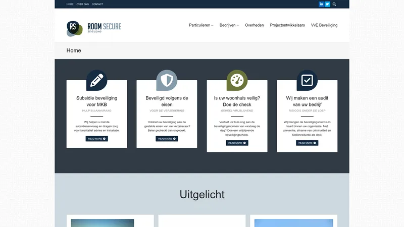 Website van Room Secure Beveiliging