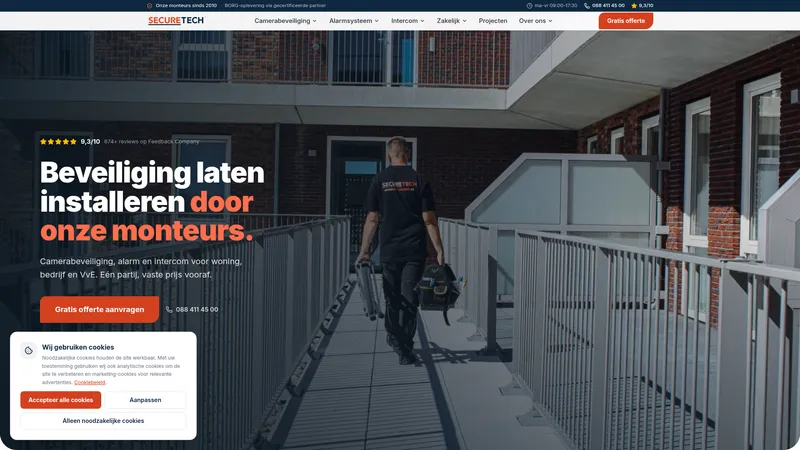 Website van Securetech beveiliging | camerabeveiliging, alarm- en brandbeveiliging