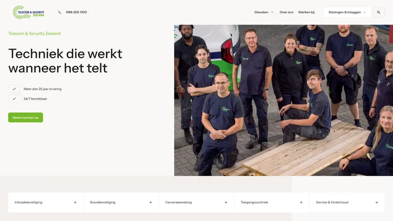 Website van Telecom & Security Zeeland B.V.