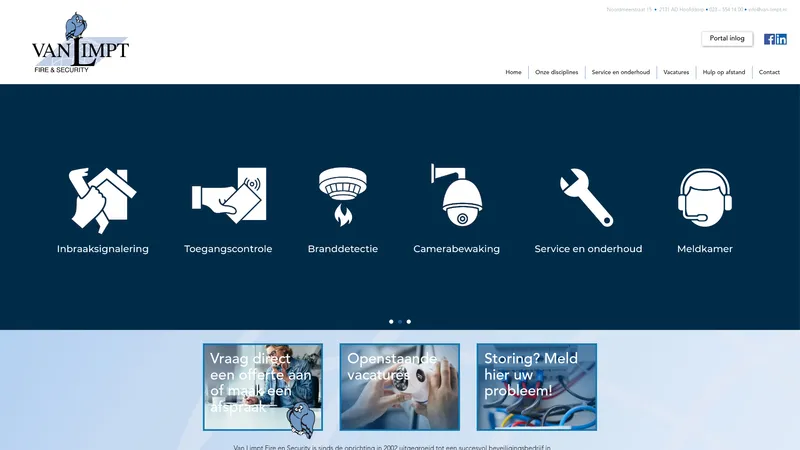Website van Van Limpt Beveiliging & Telecommunicatie