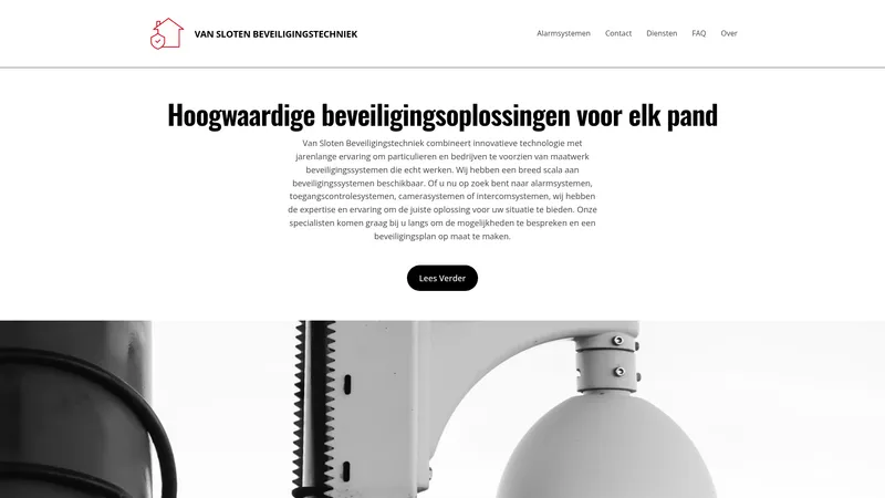 Website van Van Sloten Beveiligingstechniek