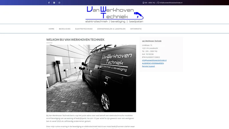 Website van van Werkhoven Techniek