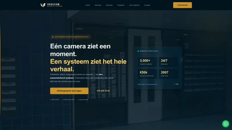Website van Vedicom Security Systems