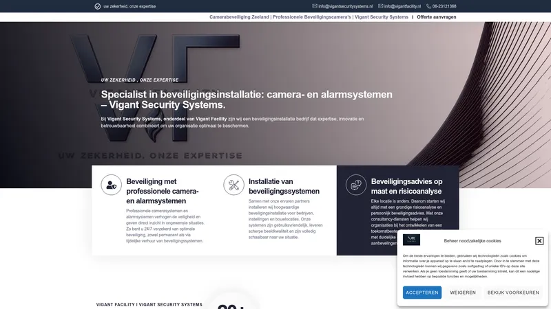 Website van Vigant Security Systems