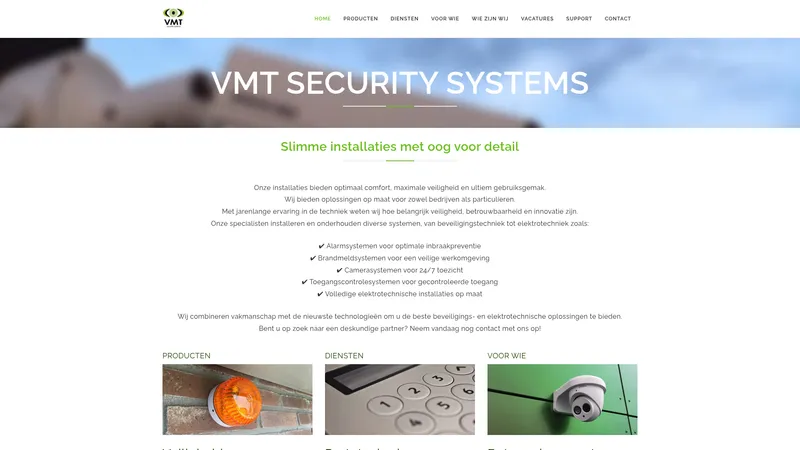 Website van VMT security systems BV | Beveiligingstechniek en Elektrotechniek
