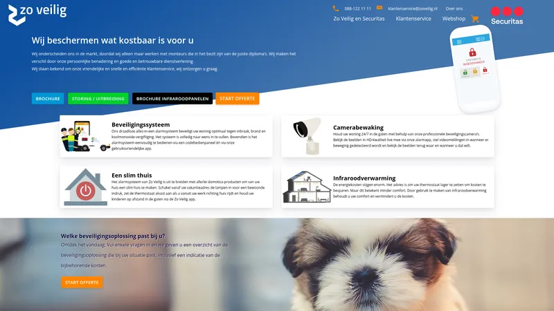 Website van Zo Veilig - SecuritasHome